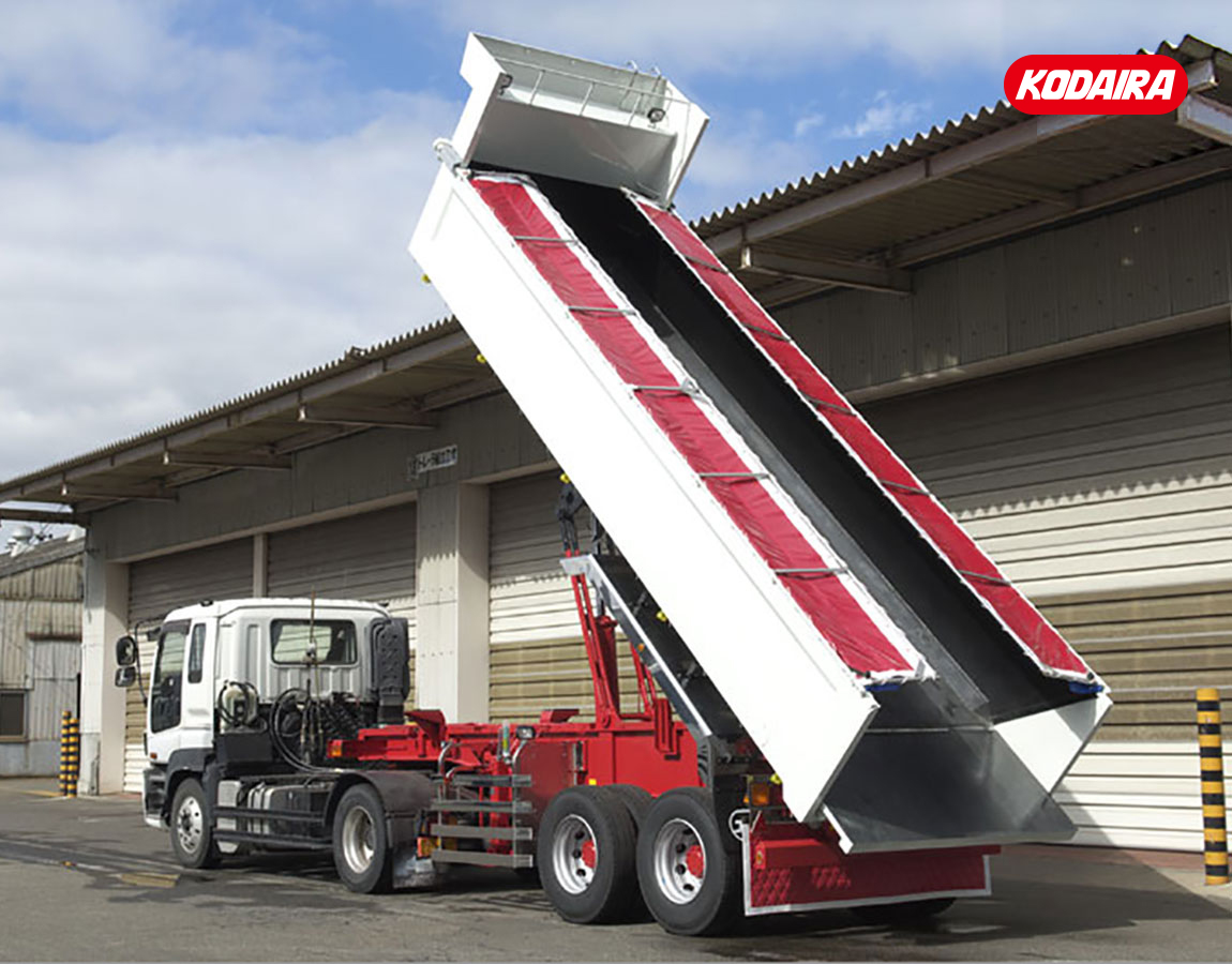 コダイラ型 バーチカルFOゲートダンプトレーラー 土砂運搬用 3軸 車輌総重量36トン車(フルオープンゲートタイプ)