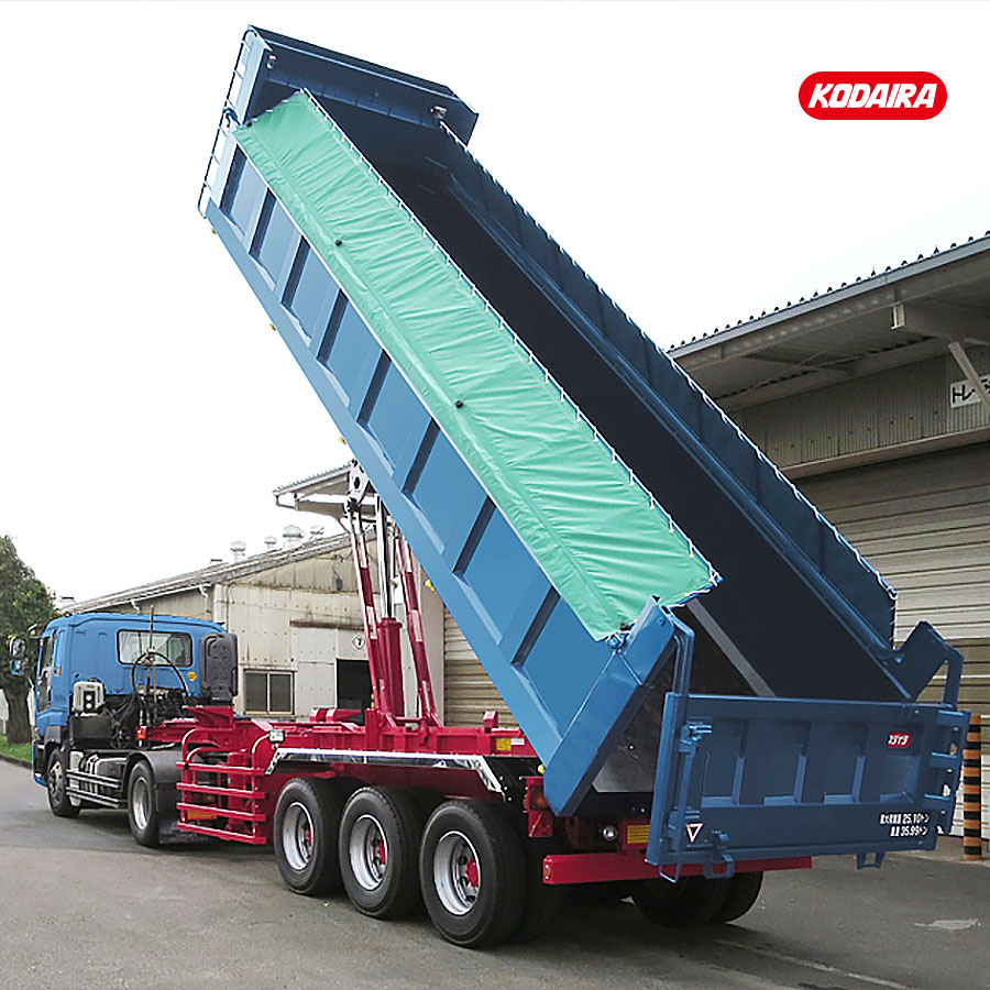 コダイラ型 バーチカルダンプトレーラー 土砂運搬用 3軸 車輌総重量36トン車(角底タイプ、リヤコンビネーションゲート付)