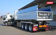 コダイラ型 バーチカルFOゲートダンプトレーラー 土砂運搬用　3軸　車輌総重量36トン車<br />
（フルオープンゲートタイプ）