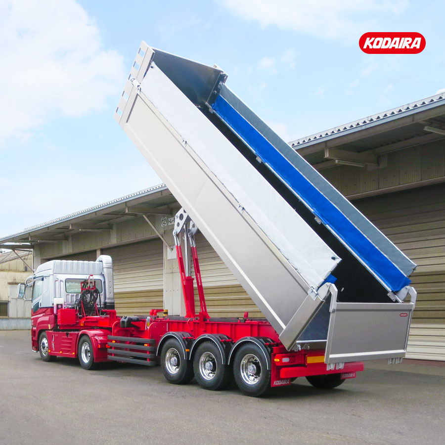 フラッツモール型 アルミバーチカルダンプトレーラー (SENO プロデュース) 土砂運搬用 3軸 車輌総重量36トン車 (アルミタイプ)