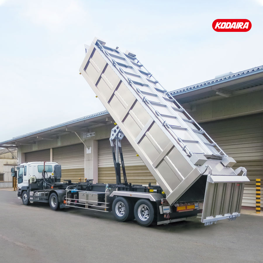 フラッツモール型 アルミバーチカルダンプトレーラー 土砂運搬以外用 2軸 車輌総重量26トン車(水密タイプ)