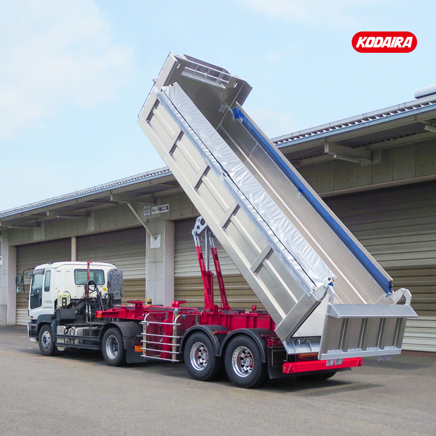 フラッツモール型 アルミバーチカルダンプトレーラー 土砂運搬以外用 2軸 車輌総重量26トン車(水密タイプ)