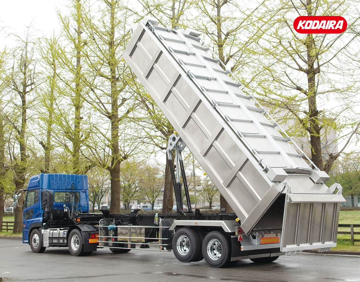 フラッツモール型 アルミバーチカルダンプトレーラー 土砂運搬以外用 2軸 車輌総重量26トン車(水密タイプ)