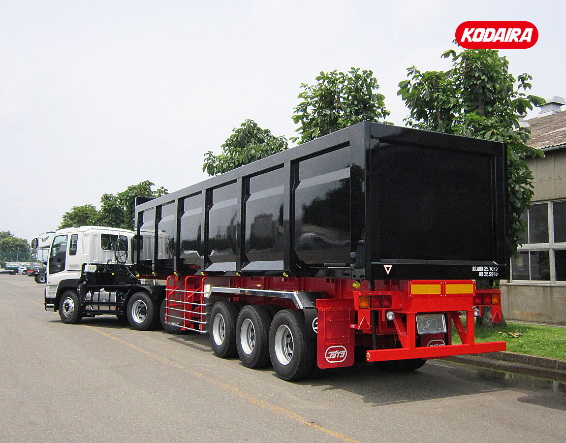 コダイラ型 スクラップ運搬用トレーラー 土砂運搬用 3軸 車輌総重量36トン車